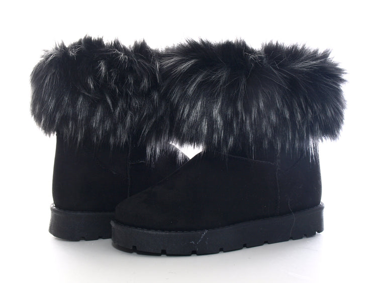 Bottines à enfiler pour femme, bottes d'extérieur, bottes d'hiver à doublure chaude, noir # 6668