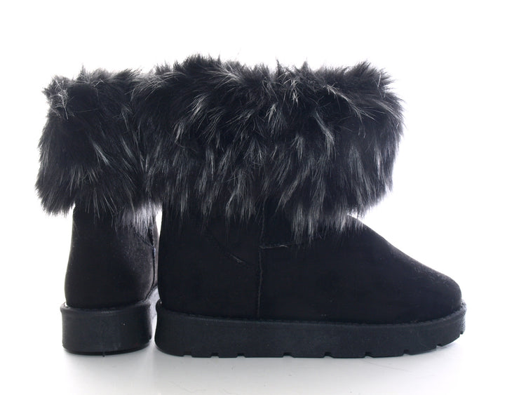 Bottines à enfiler pour femme, bottes d'extérieur, bottes d'hiver à doublure chaude, noir # 6668