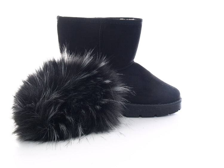 Bottines à enfiler pour femme, bottes d'extérieur, bottes d'hiver à doublure chaude, noir # 6668