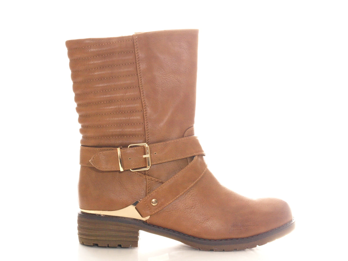Women's ankle boots, biker boots, outdoor winter boots, warm lined, camel # 592
