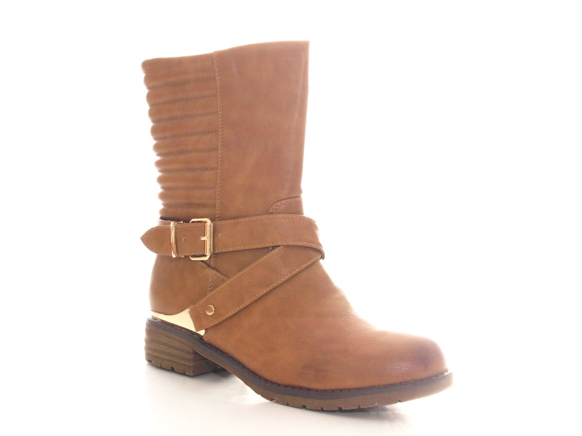Women's ankle boots, biker boots, outdoor winter boots, warm lined, camel # 592