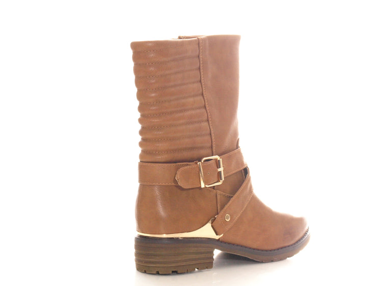 Women's ankle boots, biker boots, outdoor winter boots, warm lined, camel # 592