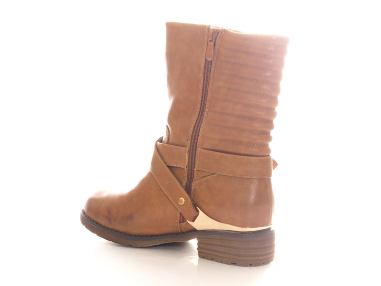 Women's ankle boots, biker boots, outdoor winter boots, warm lined, camel # 592
