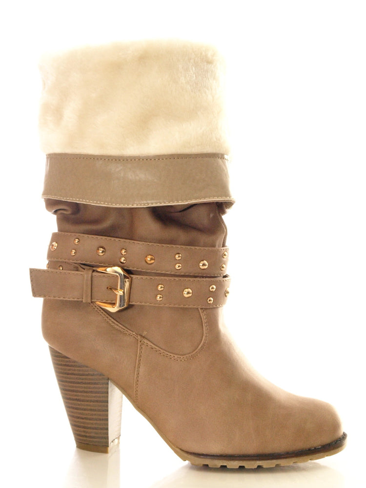 Bottes femme bottes d'hiver doublure chaude kaki # 032