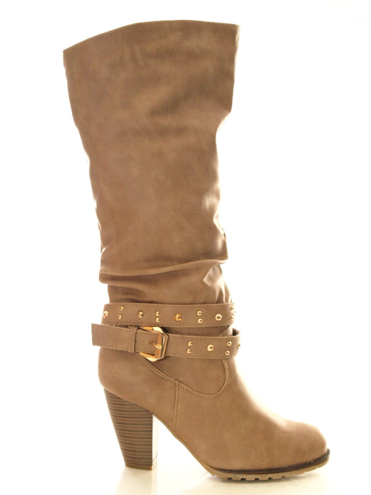 Bottes femme bottes d'hiver doublure chaude kaki # 032