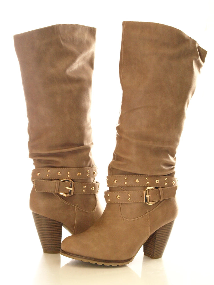 Bottes femme bottes d'hiver doublure chaude kaki # 032