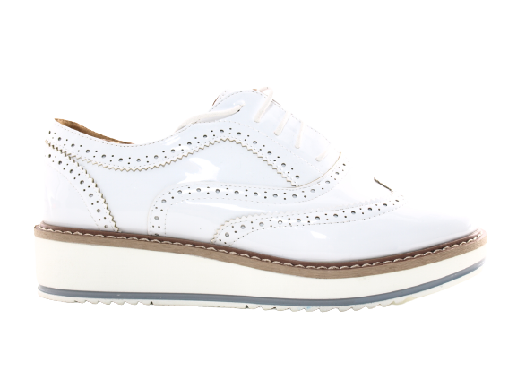 Chaussures femme créateur richelieus chaussures basses à plateforme blanc # 6613