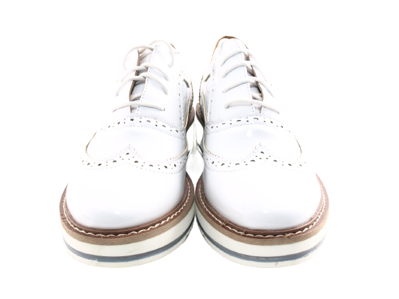 Chaussures femme créateur richelieus chaussures basses à plateforme blanc # 6613