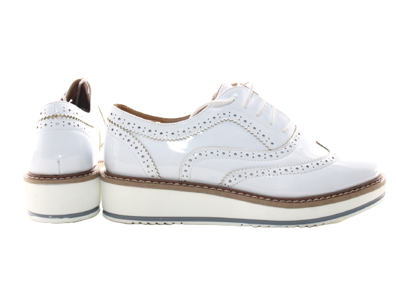 Chaussures femme créateur richelieus chaussures basses à plateforme blanc # 6613