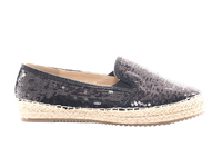 Damen Plateau Slipper Pailetten Espadrilles Spitzenstoff Slip On Black # 163