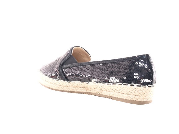 Women's Platform Slip-On Sequin Espadrilles Lace Fabric Slip-Ons Black # 163
