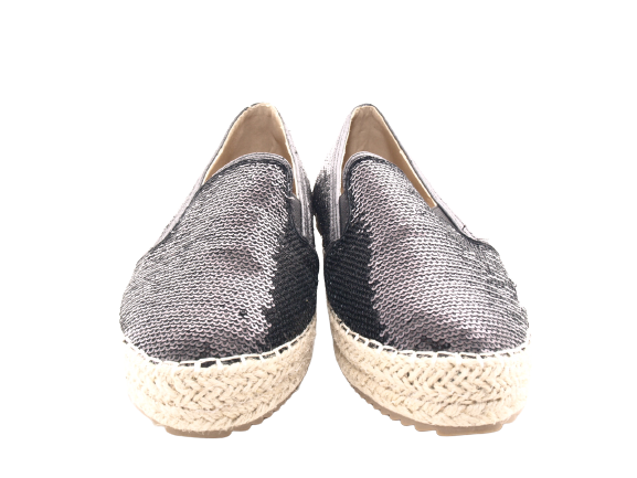 Women's Platform Slip-On Sequin Espadrilles Lace Fabric Slip-Ons Black # 163