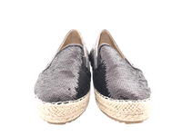 Damen Plateau Slipper Pailetten Espadrilles Spitzenstoff Slip On Black # 163