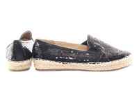 Damen Plateau Slipper Pailetten Espadrilles Spitzenstoff Slip On Black # 163