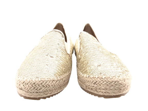 Mocassins compensés à paillettes pour femme, espadrilles en dentelle, à enfiler, dorées # 163