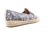 Damen Plateau Slipper Pailetten Espadrilles Spitzenstoff Slip On Pewter # 163