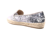 Damen Plateau Slipper Pailetten Espadrilles Spitzenstoff Slip On Pewter # 163