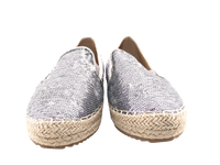 Damen Plateau Slipper Pailetten Espadrilles Spitzenstoff Slip On Pewter # 163