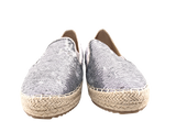 Damen Plateau Slipper Pailetten Espadrilles Spitzenstoff Slip On Pewter # 163