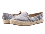 Damen Plateau Slipper Pailetten Espadrilles Spitzenstoff Slip On Pewter # 163