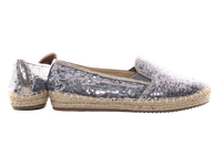 Damen Plateau Slipper Pailetten Espadrilles Spitzenstoff Slip On Pewter # 163