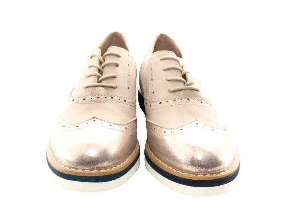 Chaussures de créateur pour femme, chaussures basses à lacets, chaussures à plateforme, beige # 122