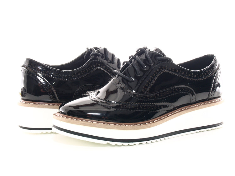 Women's Designer Lace-up Shoes Platform Shoes Black # 6613
