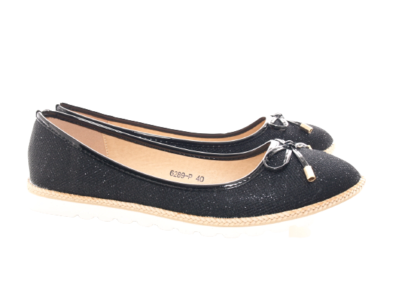Damen Slipper Ballerina Loafer Mokassins Slip On Flats Freizeit Black # 6289