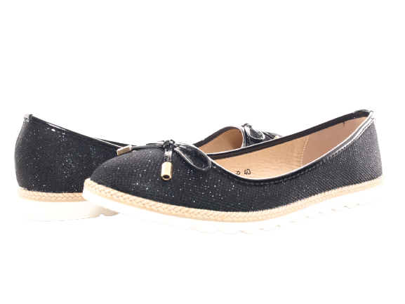 Chaussures à enfiler pour femmes Ballerines Mocassins Slip On Plats Loisirs Noir # 6289