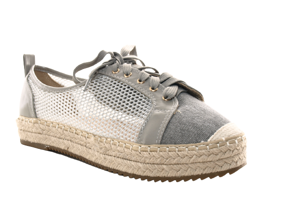Damen Plateau Slipper Espadrilles Spitzenstoff Slip On # 162