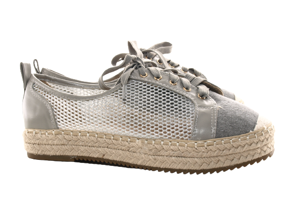 Damen Plateau Slipper Espadrilles Spitzenstoff Slip On # 162