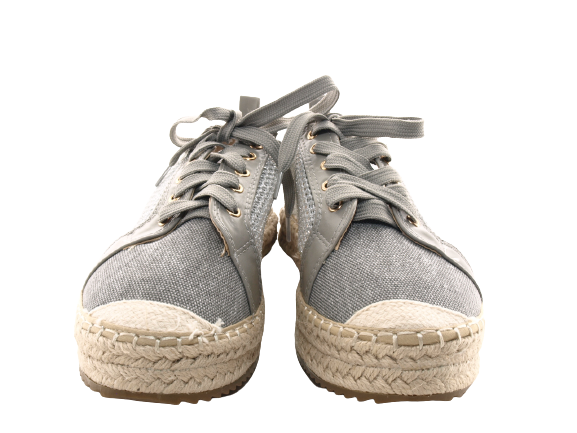 Damen Plateau Slipper Espadrilles Spitzenstoff Slip On # 162