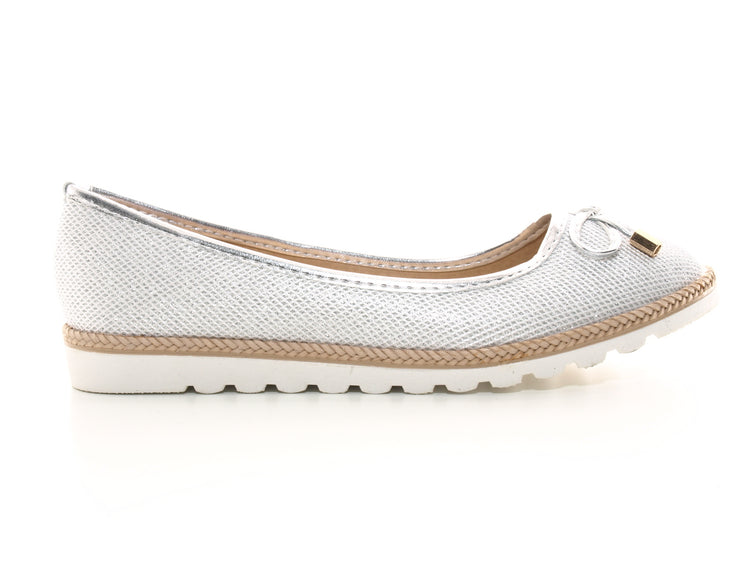 Ballerines mocassins à enfiler pour femmes, chaussures plates décontractées argentées # 6289