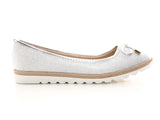 Damen Slipper Ballerina Loafer Mokassins  Slip On Flats Freizeit Silver #  6289