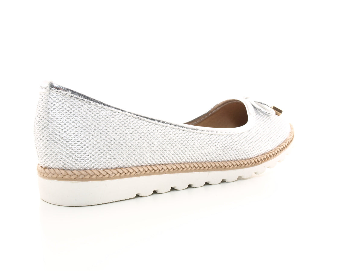 Ballerines mocassins à enfiler pour femmes, chaussures plates décontractées argentées # 6289