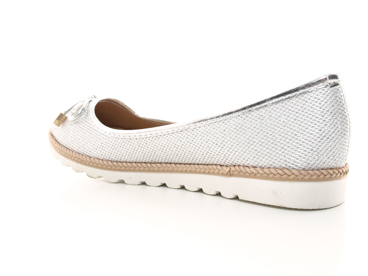 Ballerines mocassins à enfiler pour femmes, chaussures plates décontractées argentées # 6289
