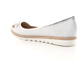 Damen Slipper Ballerina Loafer Mokassins  Slip On Flats Freizeit Silver #  6289