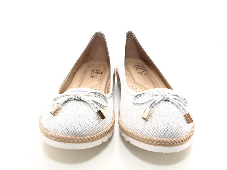 Ballerines mocassins à enfiler pour femmes, chaussures plates décontractées argentées # 6289