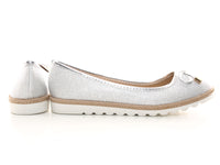 Damen Slipper Ballerina Loafer Mokassins  Slip On Flats Freizeit Silver #  6289