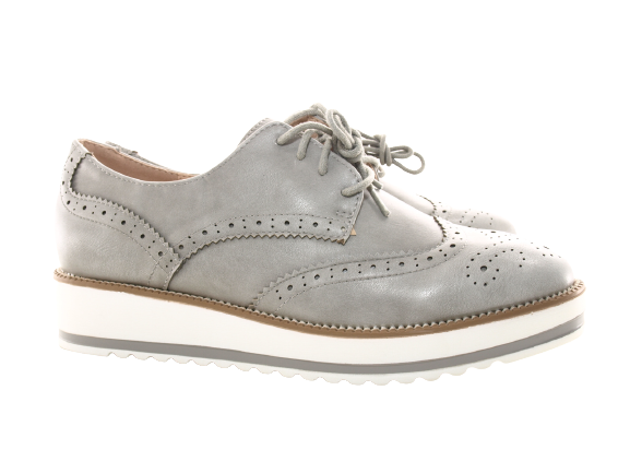Chaussures femme créateur richelieus chaussures basses à plateforme gris # 6288