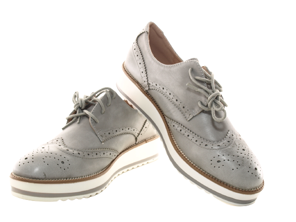 Chaussures femme créateur richelieus chaussures basses à plateforme gris # 6288