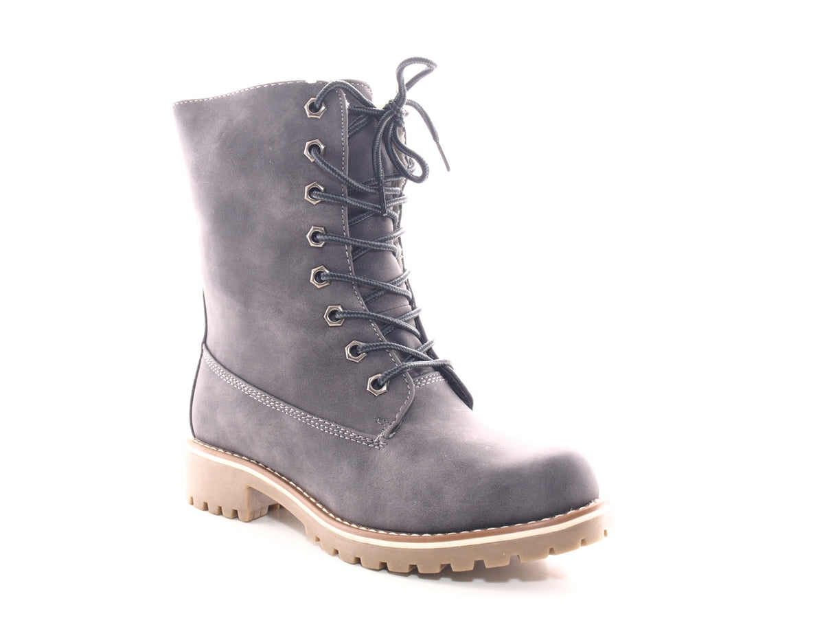 Bottines à lacets pour femmes, bottes outdoor, bottes d'hiver, doublure chaude, gris # 264