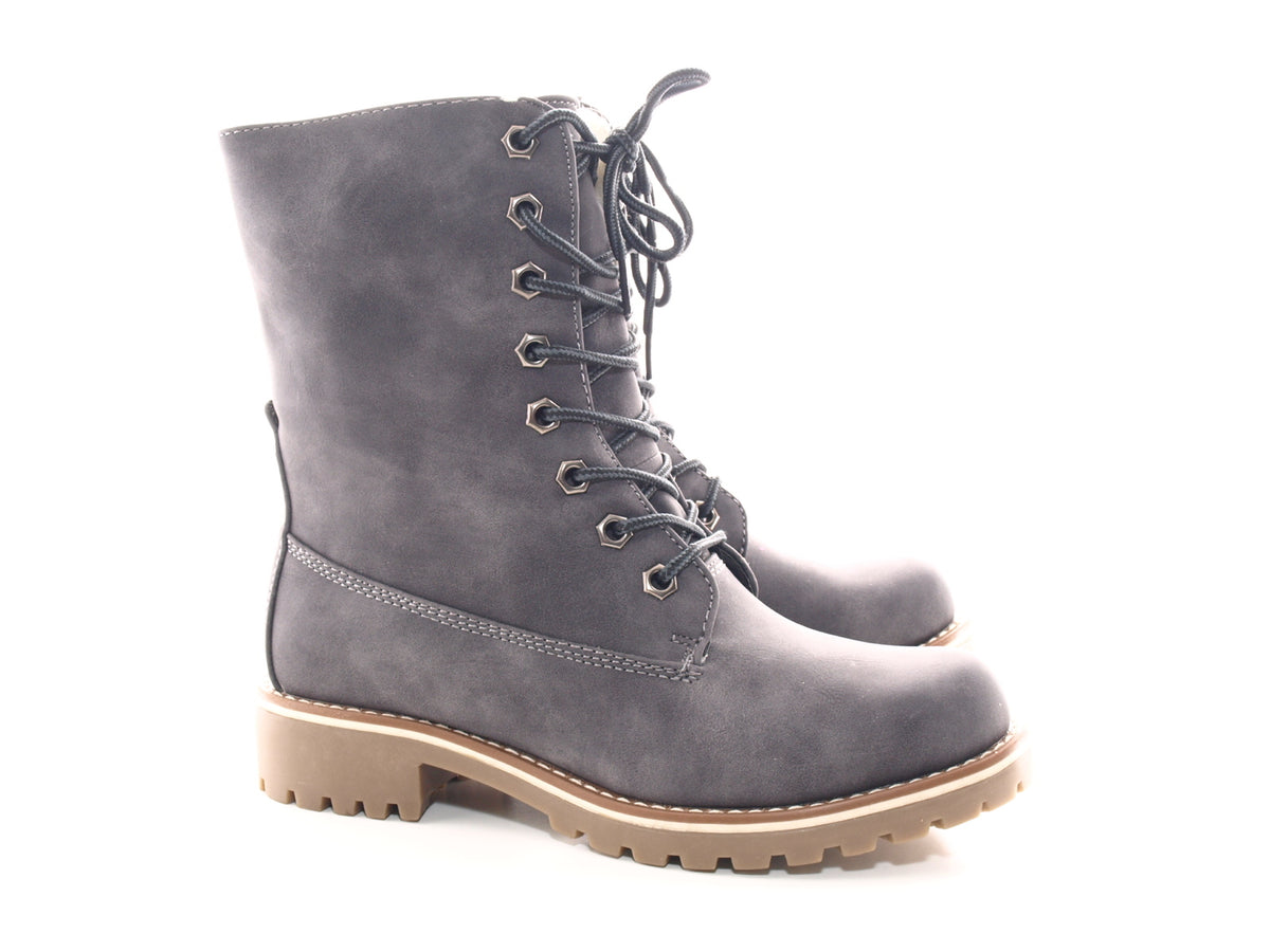 Bottines à lacets pour femmes, bottes outdoor, bottes d'hiver, doublure chaude, gris # 264