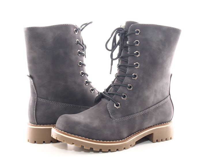 Bottines à lacets pour femmes, bottes outdoor, bottes d'hiver, doublure chaude, gris # 264