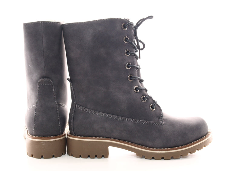 Bottines à lacets pour femmes, bottes outdoor, bottes d'hiver, doublure chaude, gris # 264