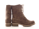 Damen Stiefeletten Schnürr Boots Outdoor Winterboots warm gefüttert Khaki # 264