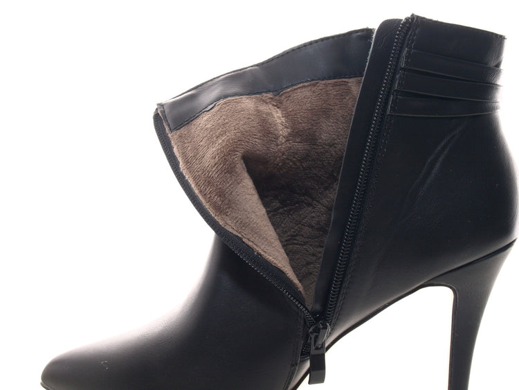 Damen Ankle Boots Stiefelette warm gefüttert Black # 1220