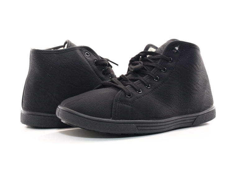 Baskets mi-hautes doublées chaudes pour femmes chaussures décontractées noir # 7463