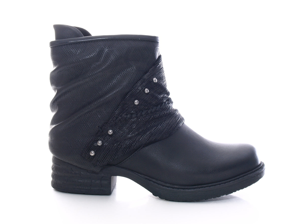 Women's ankle boots biker boots outdoor winter boots warm lined black # 3127