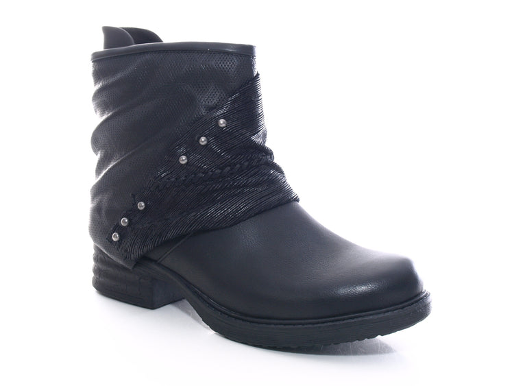 Women's ankle boots biker boots outdoor winter boots warm lined black # 3127